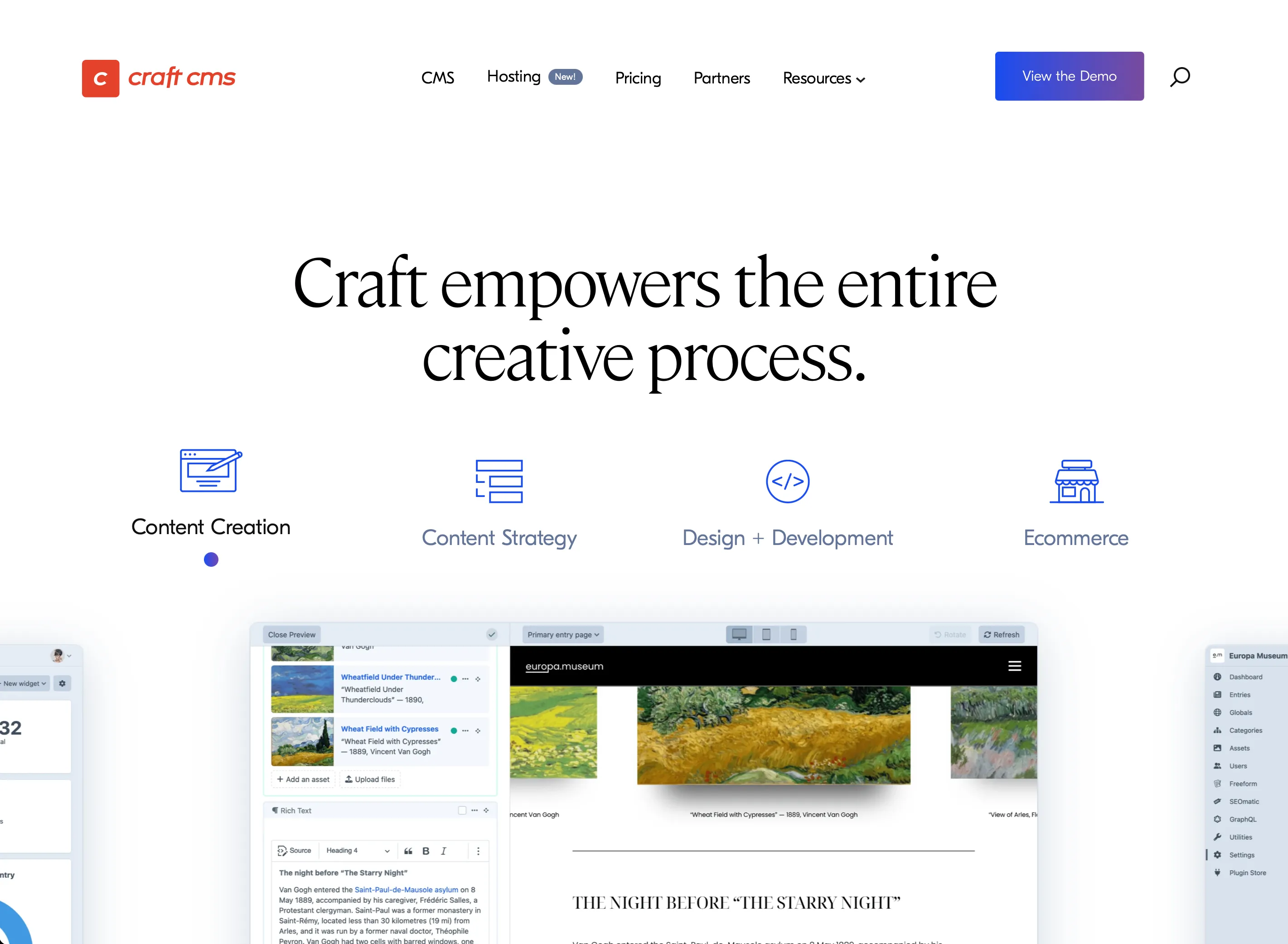 The Craft CMS homepage